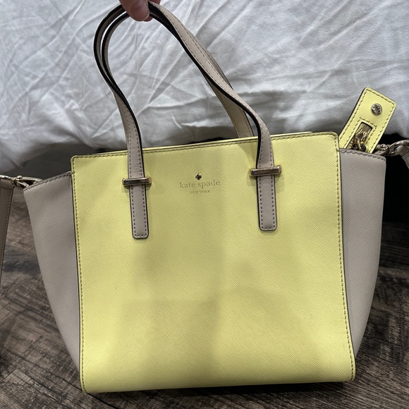 kate spade Handbags - Kate Spade Yellow and Cream Handle and Strap Handbag